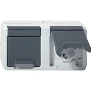 Gira SCHUKO 2f waager. KD WG AP Grau 478130