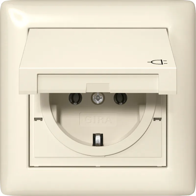 Gira SCHUKO KD + Set IP44 + Rahmen 1f Standard 55 Cremeweiß 415701