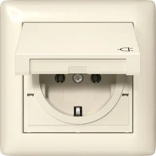 Gira SCHUKO KD + Set IP44 + Rahmen 1f Standard 55 Cremeweiß 415701
