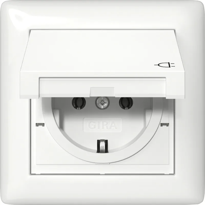 Gira SCHUKO KD + Set IP44 + Rahmen 1f Standard 55 Reinweiß 415703