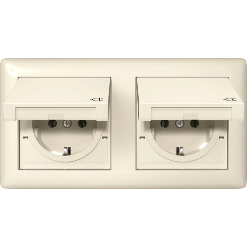 Gira SCHUKO KD + Set IP44 + Rahmen 2f Standard 55 Cremeweiß 415801