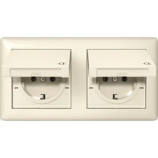 Gira SCHUKO KD + Set IP44 + Rahmen 2f Standard 55 Cremeweiß 415801