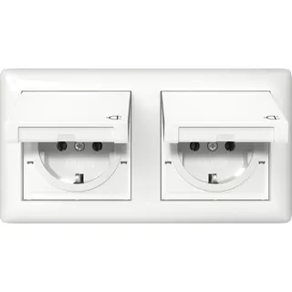 Gira SCHUKO KD + Set IP44 + Rahmen 2f Standard 55 Reinweiß 415803