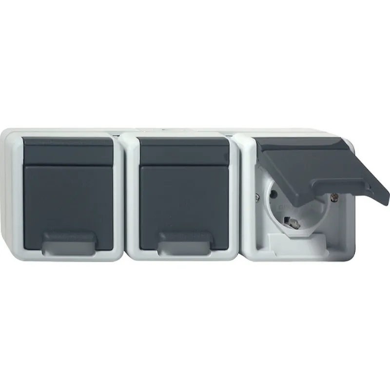 Gira SCHUKO 3f waager. KD WG AP Grau 478930