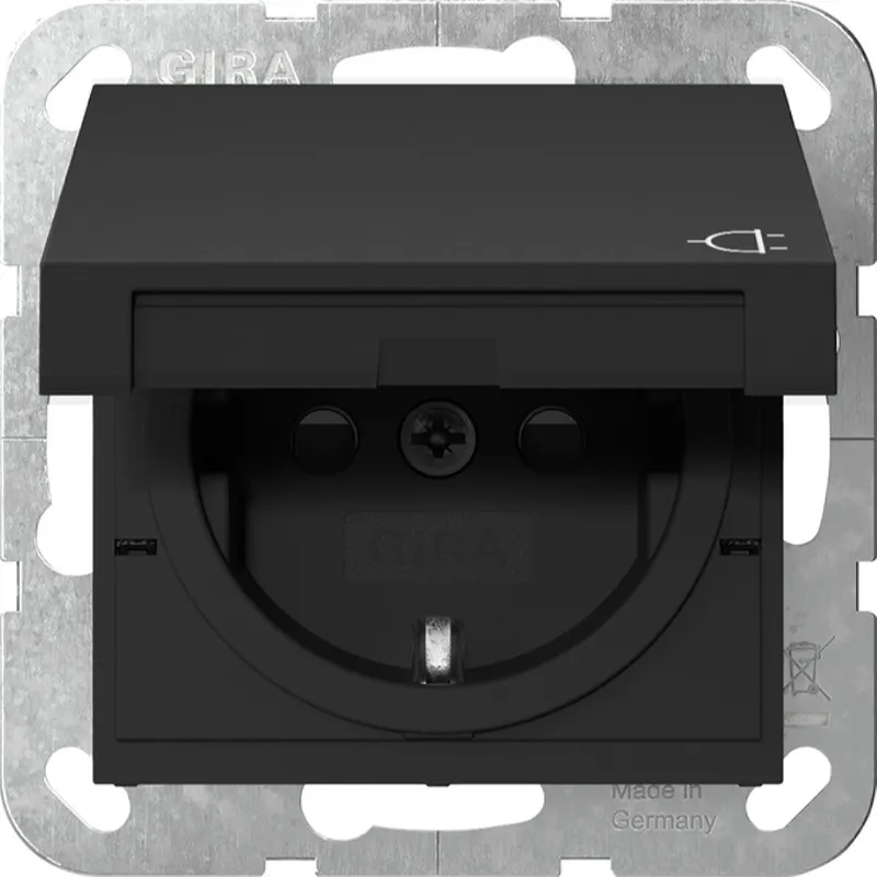 Gira SCHUKO KD + SH System 55 Schwarz m 4414005
