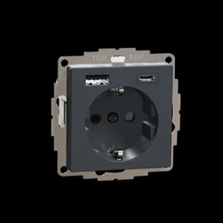 Merten Steckdose SCHUKO USB A+C 3A Anthrazit System M