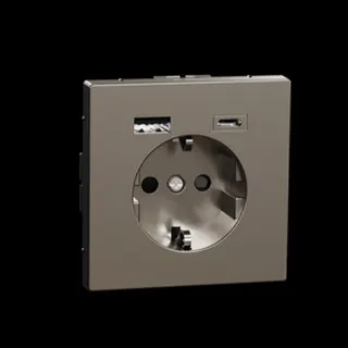 Merten Steckdose SCHUKO USB A+C 3A Nickel Metallic System Design