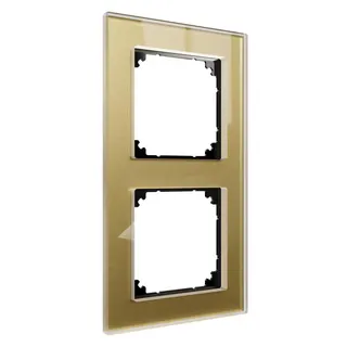 Merten Echtglasrahmen 2fach gold M-Plan
