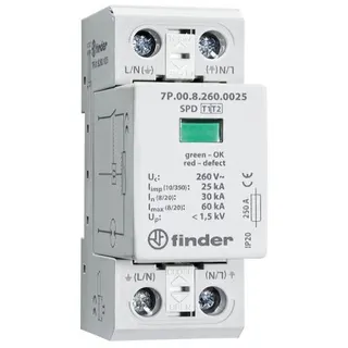 Finder SPD Überspannungsableiter 7P.01.8.260.1025 Typ 1+2 1phasig