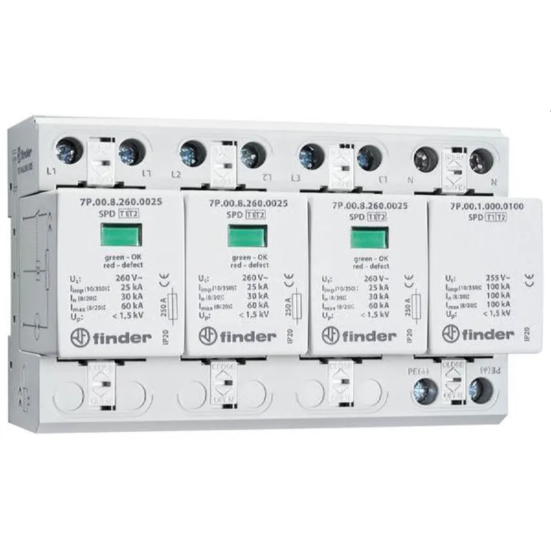 Finder SPD Überspannungsableiter 7P.04.8.260.1025 Typ 1+2 3phasig