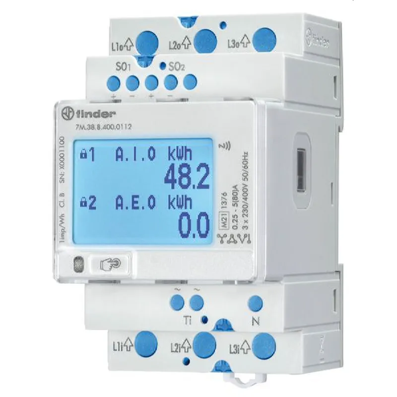 Finder Multifunktions-Energiezähler LCD 2 x S0 IR NFC MID