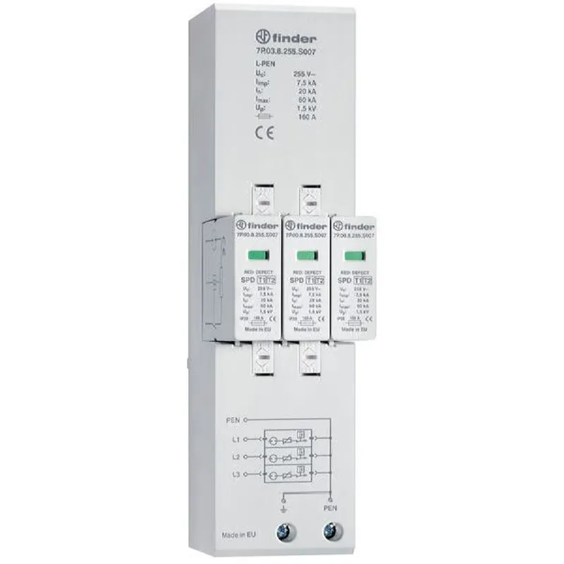 Finder Kombiableiter Typ 1+2 f. dreiphasige TN-C Netze 7,5kA