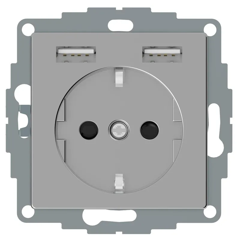 ELSO Schuko-Steckdoseneinsatz ELG3653411 USB Ladeg. 2,4A Edelst.effekt