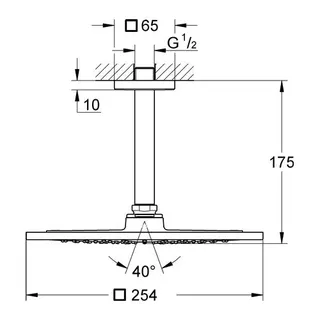 Grohe Rainshower F-Series 10" Kopfbrauseset Deckenauslass 142 mm – Bild 2