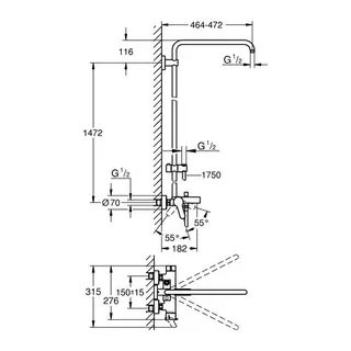 Grohe Euphoria Duschsystem mit Wannenbatterie, chrom – Bild 2