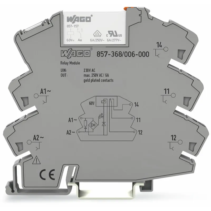 WAGO Relaismodul Eingangsnennspannung AC 230 V 1 Wechsler grau 857-368/006-000