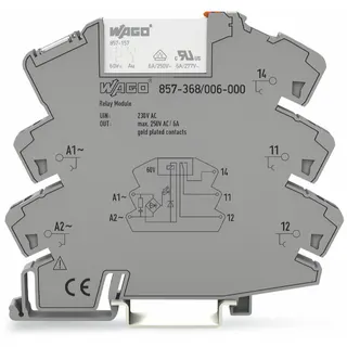 WAGO Relaismodul Eingangsnennspannung AC 230 V 1 Wechsler grau 857-368/006-000