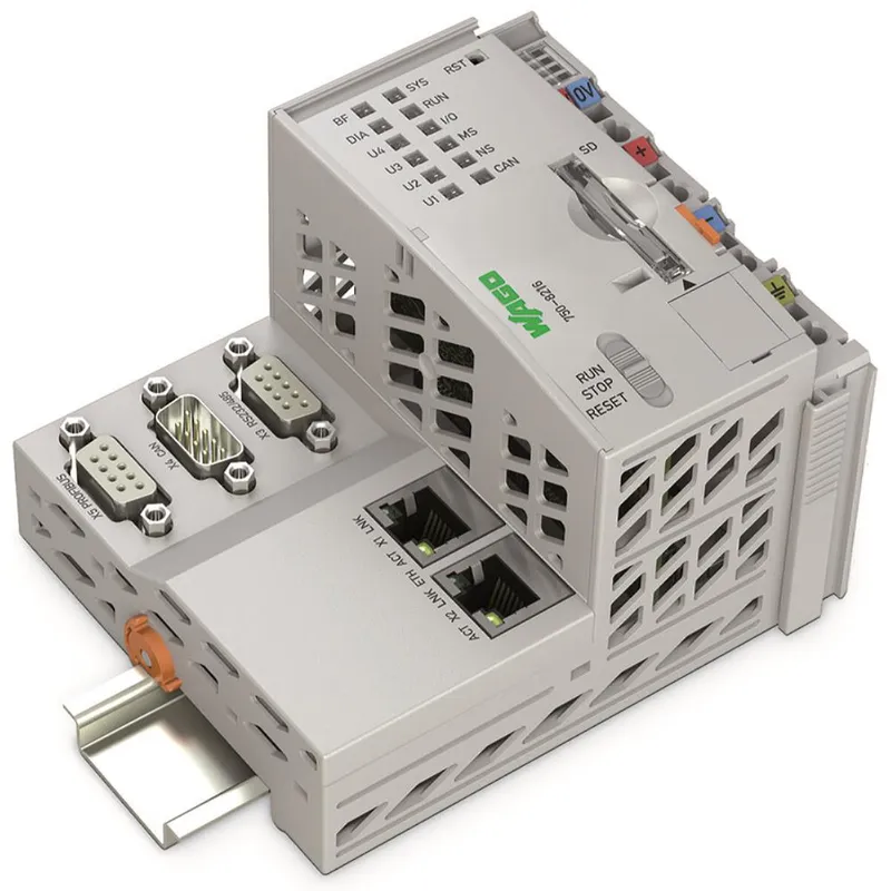 WAGO Controller PFC200 2. Generation 2 x ETHERNET, RS-232/-485, CAN, CANopen, PROFIBUS-Slave lichtgrau 750-8216