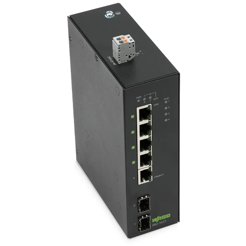WAGO Industrial-ECO-Switch 5 Ports 1000Base-T 2-Slot 1000BASE-SX/LX 852-1417