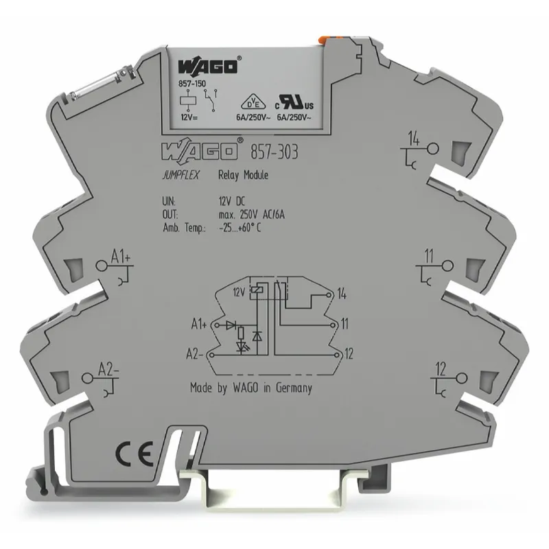 WAGO Relaismodul Eingangsnennspannung DC 12 V 1 Wechsler grau 857-303