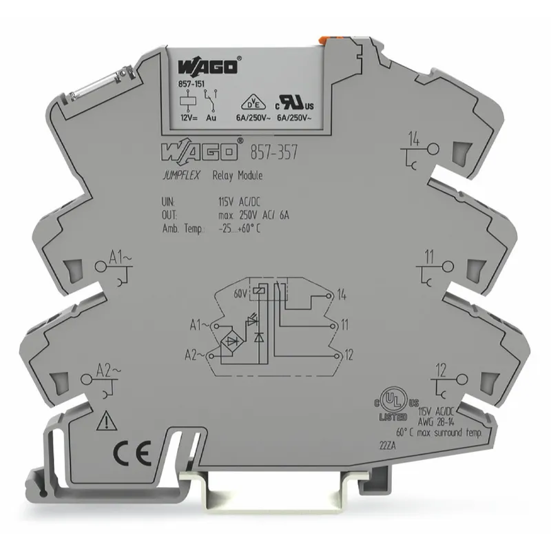 WAGO Relaismodul Eingangsnennspannung AC/DC 115 V 1 Wechsler grau 857-357