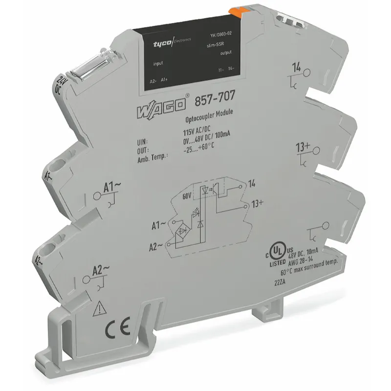 WAGO Solid-State-Relaismodul Eingangsnennspannung AC/DC 115 V Ausgangsspannungsbereich DC 0 ? 48 V grau 857-707