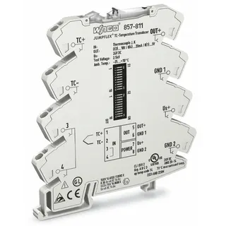 WAGO Temperaturmessumformer für Thermoelemente Strom- und Spannungsausgangssignal Konfiguration per Software lichtgrau 857-811