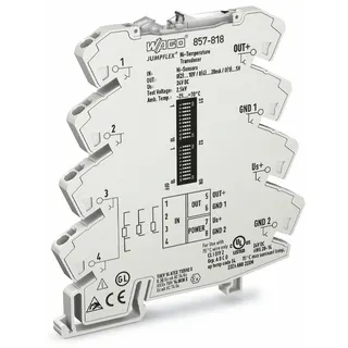 WAGO Temperaturmessumformer für Ni-Sensoren Strom- und Spannungsausgangssignal Konfiguration per Software lichtgrau 857-818