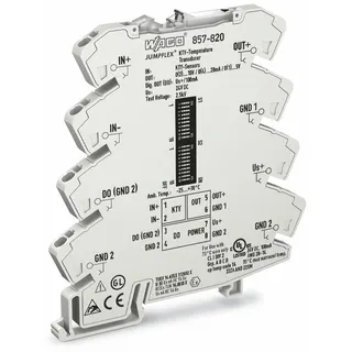 WAGO Temperaturmessumformer für KTY-Sensoren Strom- und Spannungsausgangssignal Konfiguration per DIP Schalter lichtgrau 857-820
