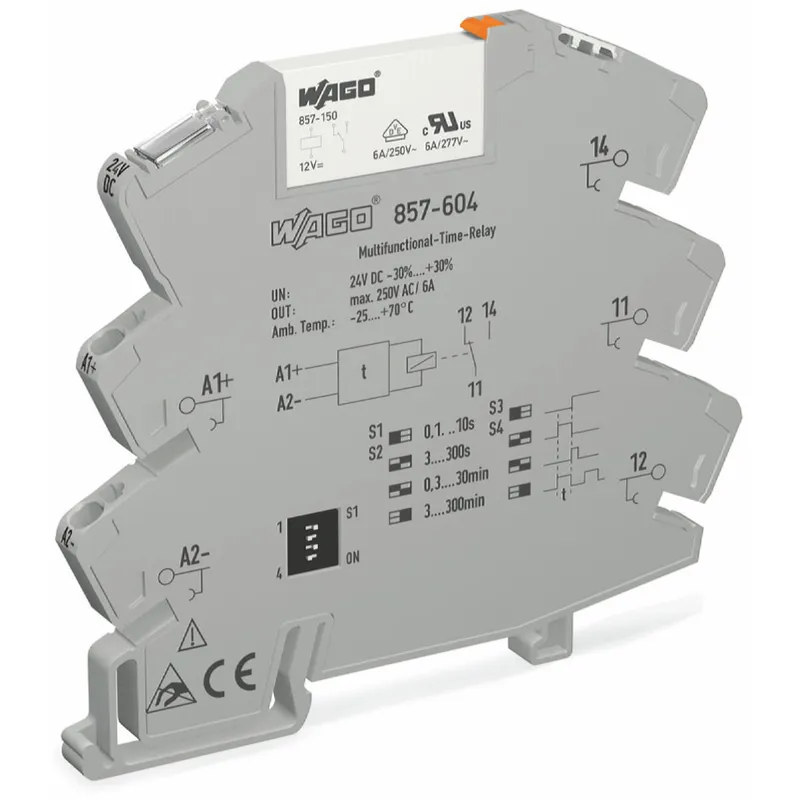 WAGO Zeitrelaismodul Eingangsnennspannung DC 24 V Grenzdauerstrom 6 A grau 857-604