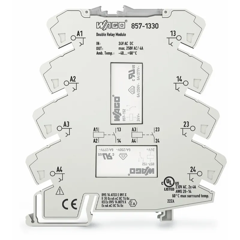 WAGO Relaismodul 2-fach Eingangsnennspannung AC/DC 24 V 857-1330