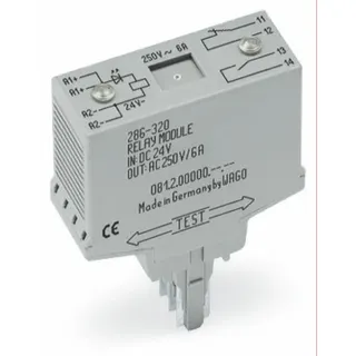 WAGO Relaismodul Eingangsnennspannung DC 24 V 1 Schließer und 1 Öffner grau 286-320