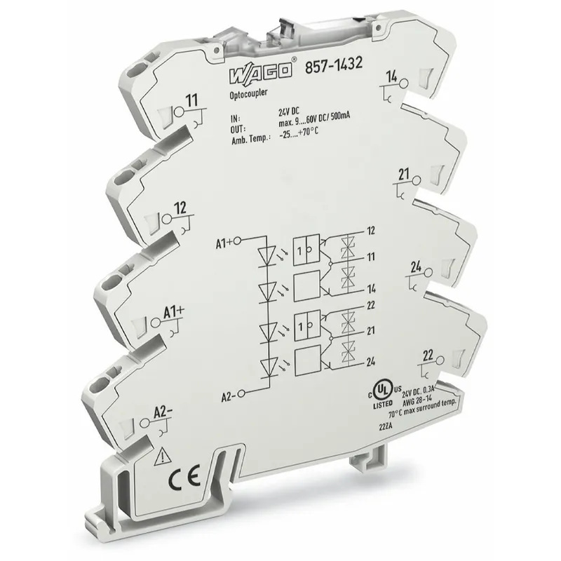 WAGO Optokopplermodul 2-fach Eingangsnennspannung DC 24 V lichtgrau 857-1432