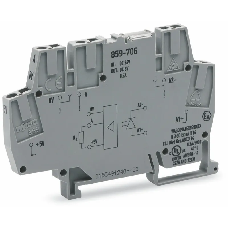 WAGO Optokopplermodul Eingangsnennspannung DC 24 V Grenzdauerstrom 0,5 A grau 859-706