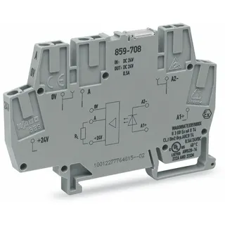 WAGO Optokopplermodul Eingangsnennspannung DC 24 V Ausgangsspannungsbereich DC 0 ? 24 V grau 859-708