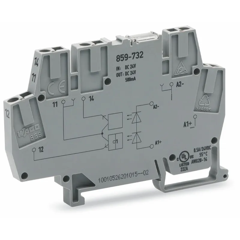 WAGO Optokopplermodul Ausgangsspannungsbereich DC 3 ? 31,2 V Grenzdauerstrom 3 A grau 859-731