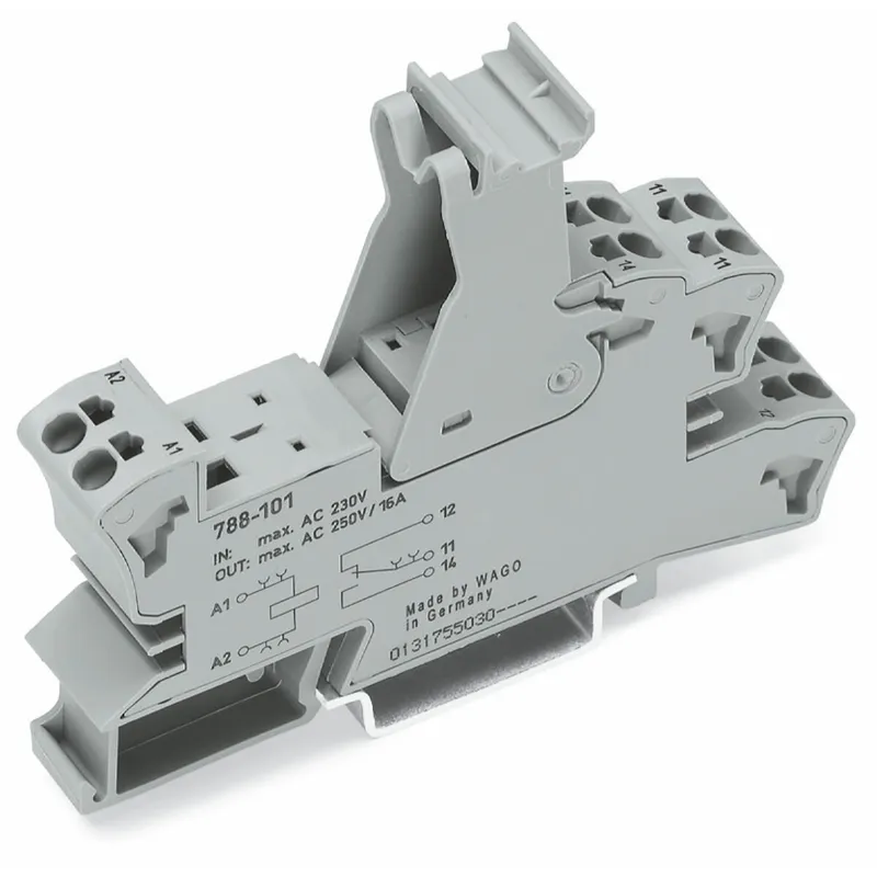WAGO Relaissockel 1 Wechsler für Elementarrelais 15 mm breit, 25 mm hoch grau 788-101