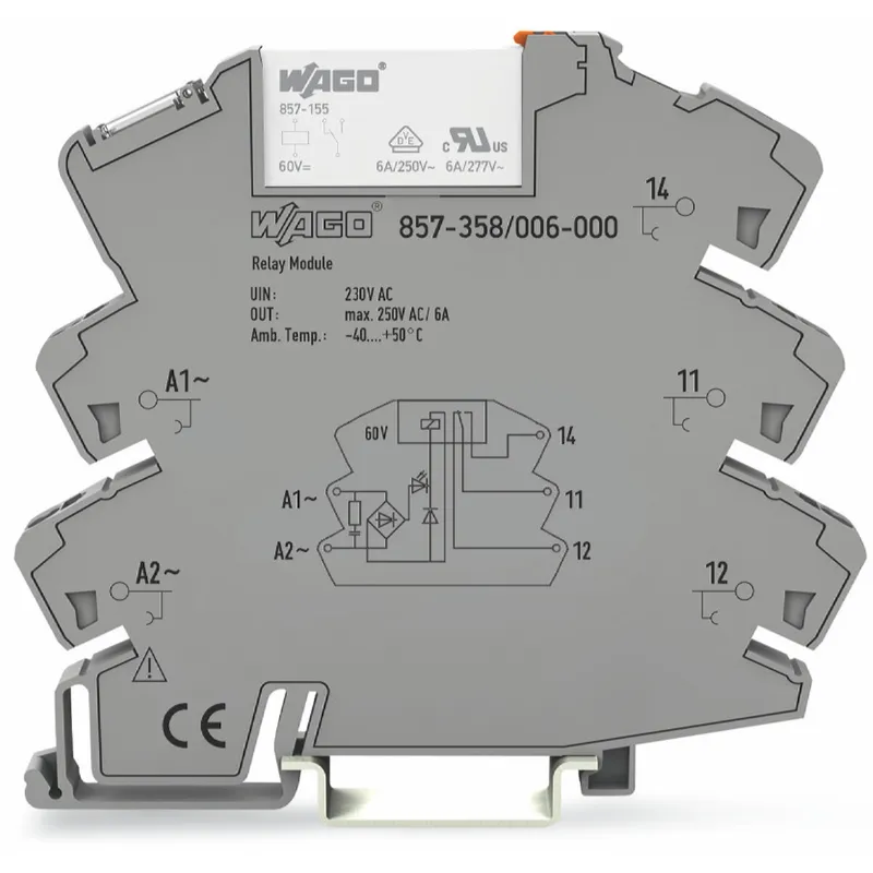WAGO Relaismodul Eingangsnennspannung AC 230 V 1 Wechsler grau 857-358/006-000