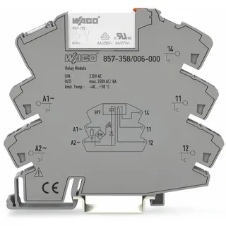 WAGO Relaismodul Eingangsnennspannung AC 230 V 1 Wechsler grau 857-358/006-000