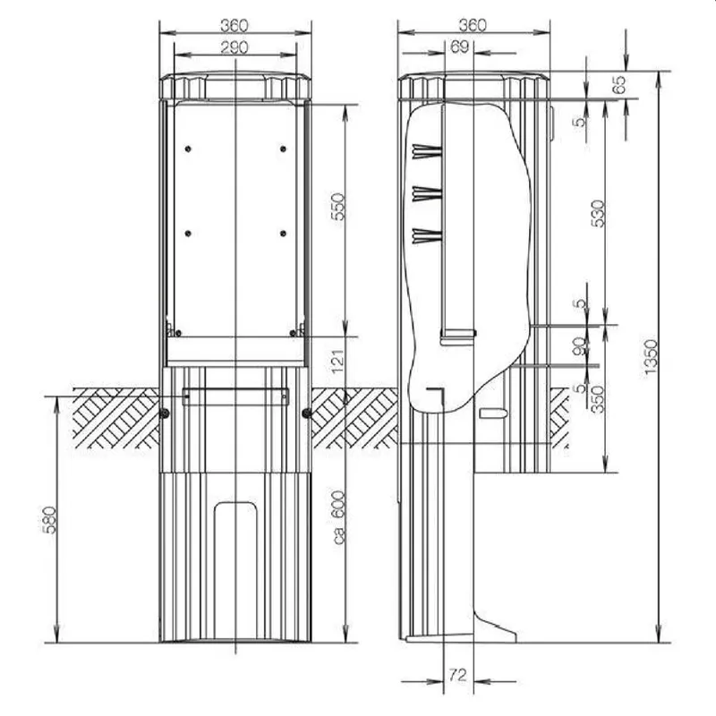 ABN Freiluftsäule SL135P FB1 BH3 H: 1350mm 1fach.schl. SL135P