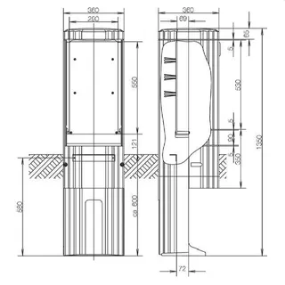 ABN Freiluftsäule SL135P FB1 BH3 H: 1350mm 1fach.schl. SL135P