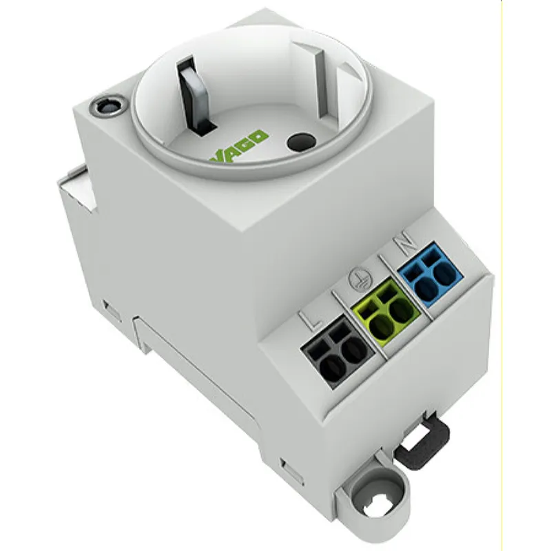 WAGO Schaltschrank-Steckdose zur Tragschienen- und Schraubmontage für Stecker Typ F, CEE 7/4 (SCHUKO®) lichtgrau 709-581