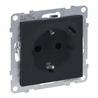 Legrand Steckdose SCHUKO SEANO+USB-C m.Steckklemmen anthr