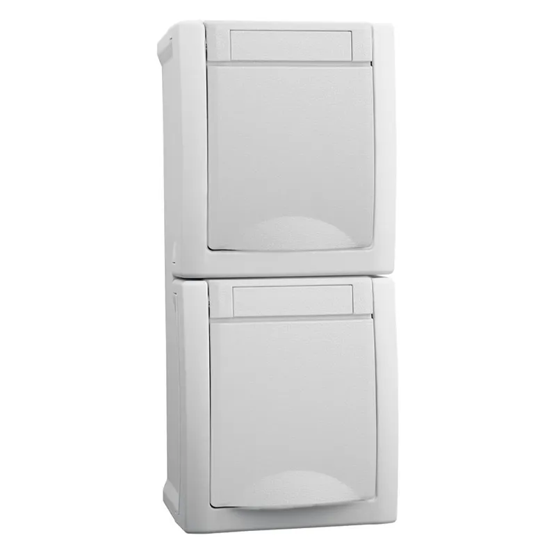 HHG Pacific Schuko Steckdose 2fach senkrecht 90591186-DE FR-Aufputz weiß
