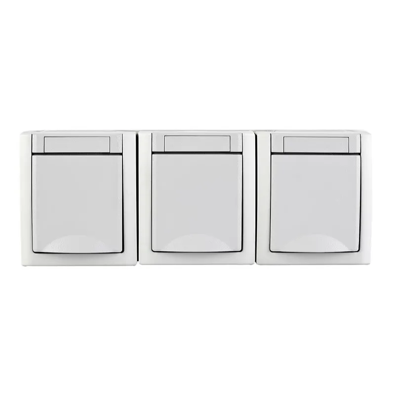 HHG Pacific Schuko Steckdose 3fach waagrecht 90591599-DE FR-Aufputz weiß