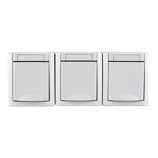 HHG Pacific Schuko Steckdose 3fach waagrecht 90591599-DE FR-Aufputz weiß