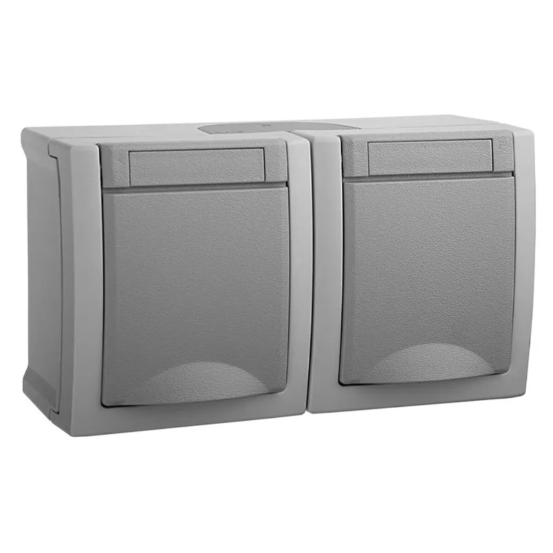 HHG Pacific Schuko Steckdose 2fach waagrecht 90591088-DE FR-Aufputz IP54