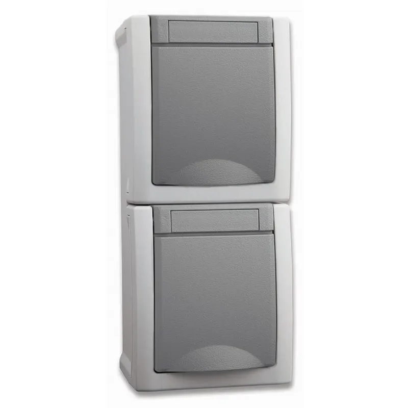 HHG Pacific Schuko Steckdose 2fach senkrecht 90591086-DE FR-Aufputz IP 54