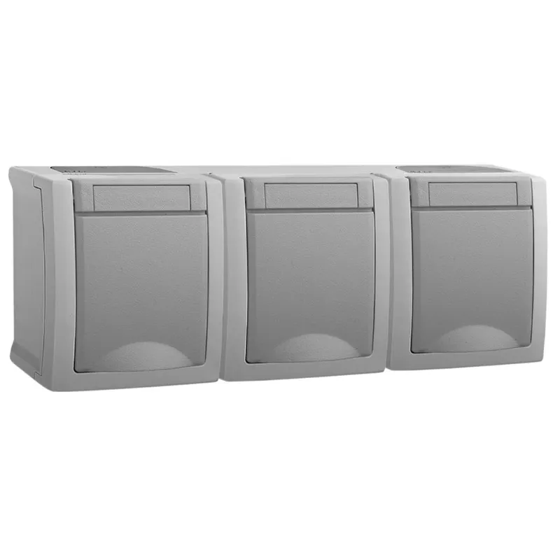 HHG Pacific Schuko Steckdose 3fach waagrecht 90591498-DE FR-Aufputz IP54