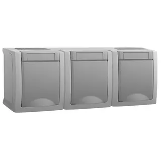 HHG Pacific Schuko Steckdose 3fach waagrecht 90591498-DE FR-Aufputz IP54